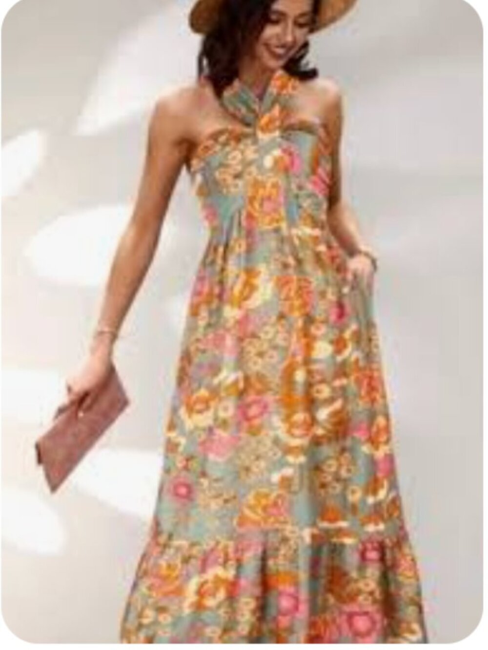 Grace Karin Criss Cross Halter Neck Floral Summer Dress – Boho Vibes, Small